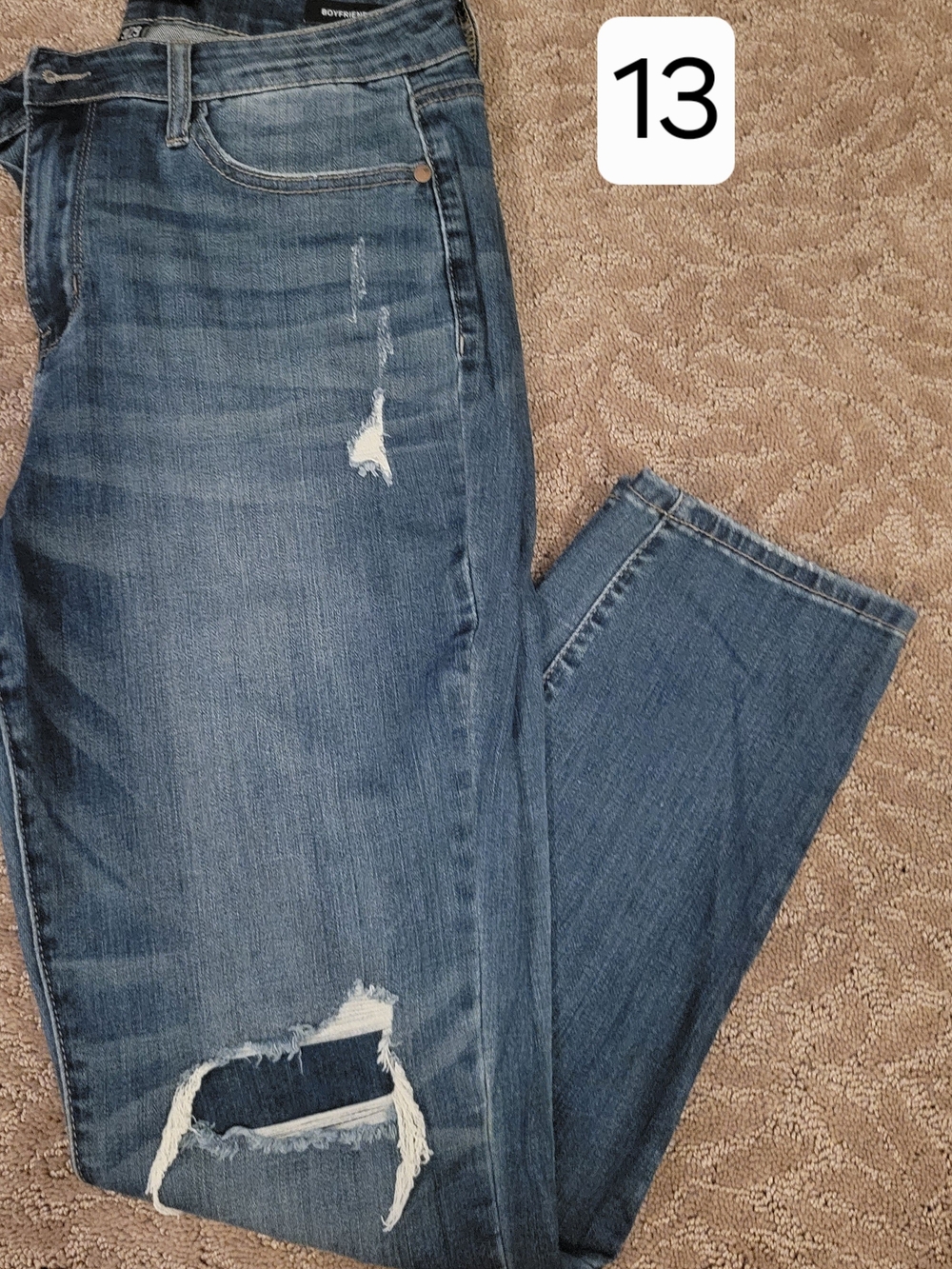 Judy Blue Distressed Medium Blue Boyfriend Jeans